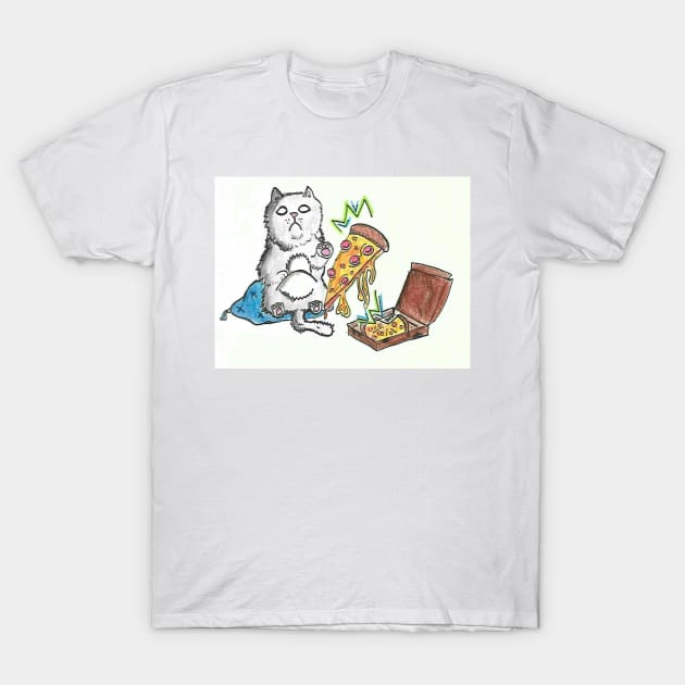 Pizza Cat T-Shirt by Artofmiarussell 